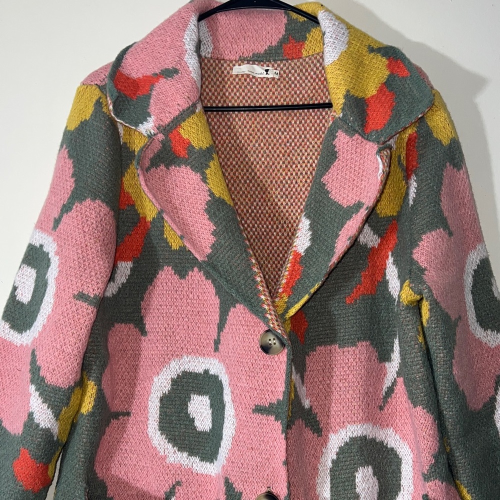 Mindy's Mai's Market Bold Floral Patterned Coat with Pink and Yellow Accents Med - Picture 5 of 7